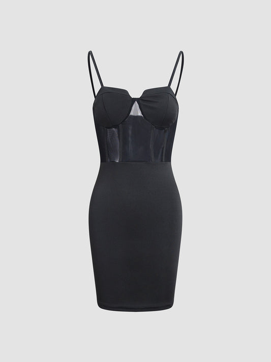 Bodycon Mesh Korset Korte Jurk